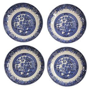 4 Vintage Woods Ware Blue Willow Saucers Woods & Sons England